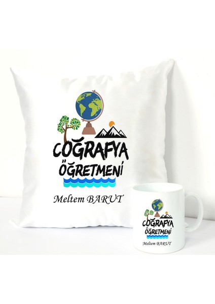 Coğrafya Öğretmeni Kupa Bardağı ve Dekoratif Kırlenti
