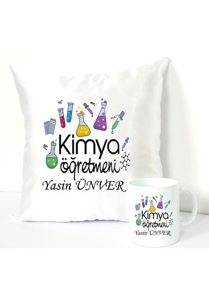 Kimya Öğretmeni Kupa Bardağı ve Dekoratif Kırlenti