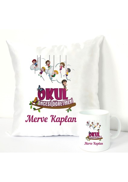Okul Öncesi Öğretmeni Bardağı ve Dekoratif Kırlenti