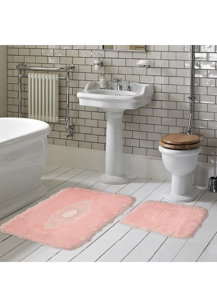 Selonya Welsoft Kaymaz Taban Yıkanabilir 2'li Banyo Paspas Seti Klozet Takımı Pudra
