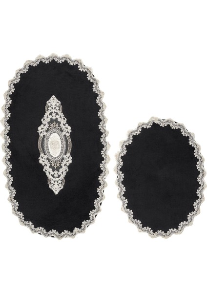 Selonya Welsoft Oval Kaymaz Taban Yıkanabilir 2'li Banyo Paspas Seti Klozet Takımı Siyah fırsatları