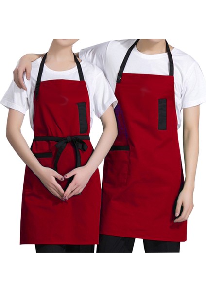 Askılı Önlük Şef Barista Aşçı Kuaför Tattoo Garson Önlüğü Kırmızı