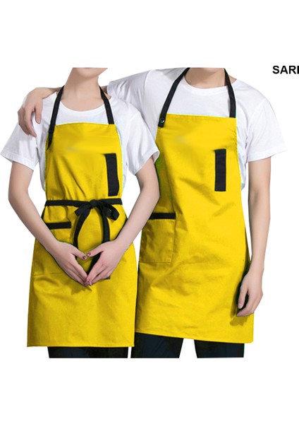 Askılı Önlük Şef Barista Aşçı Kuaför Tattoo Garson Önlüğü Sarı