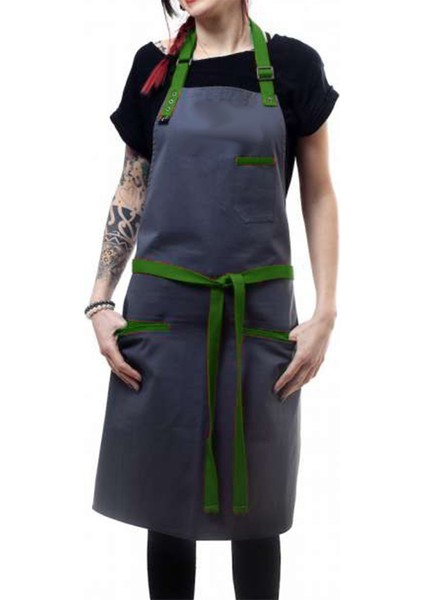 Askılı Önlük Şef Barista Aşçı Kuaför Tattoo Garson Önlüğü Yeşil