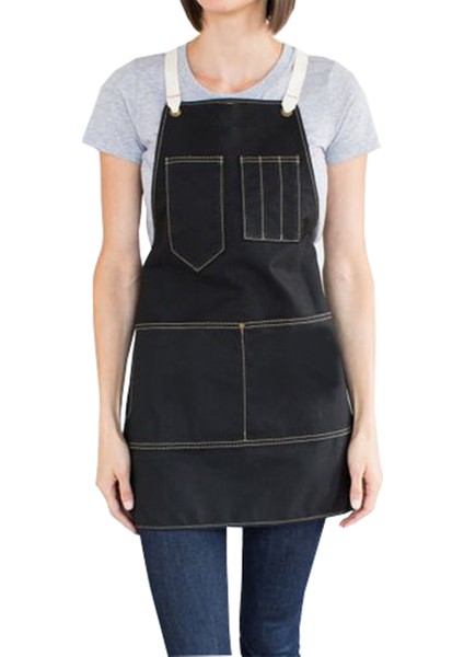 Askılı Önlük Şef Barista Aşçı Kuaför Tattoo Garson Önlüğü Siyah