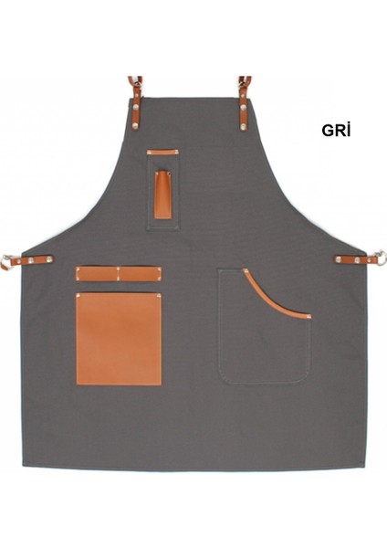 Askılı Önlük Şef Barista Aşçı Kuaför Tattoo Garson Önlüğü Gri fiyatları