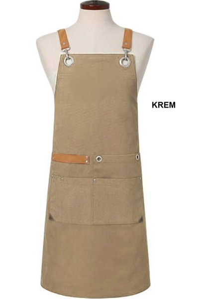 Askılı Önlük Şef Barista Aşçı Kuaför Tattoo Garson Önlüğü Krem Rengi fiyatları