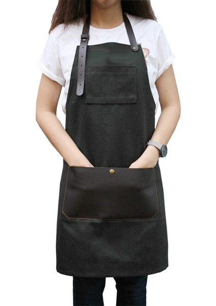Askılı Önlük Şef Barista Aşçı Kuaför Tattoo Garson Önlüğü Siyah