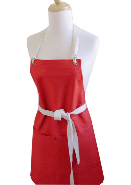 Askılı Önlük Şef Barista Aşçı Kuaför Tattoo Garson Önlüğü Kırmızı