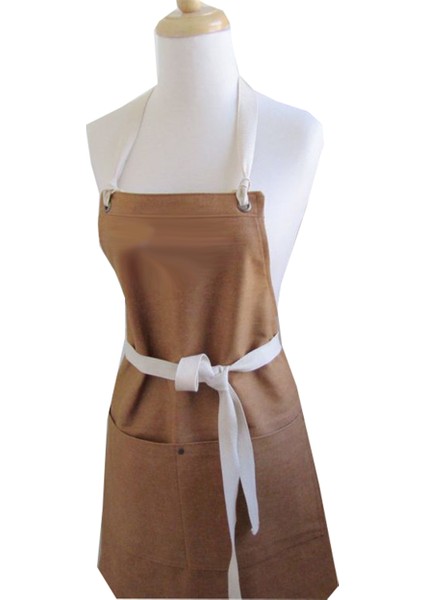 Askılı Önlük Şef Barista Aşçı Kuaför Tattoo Garson Önlüğü Kahverengi