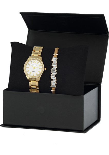 Altın Kap. Kol Saati Bileklik Kombin Set