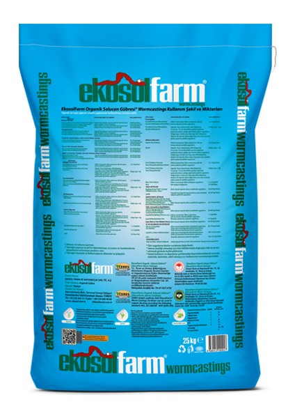 EkosolFarm Organik %100 Solucan Gübresi 25 Kg. Tüm Bitkilerde Kullanıma Uygun Organik Gübre