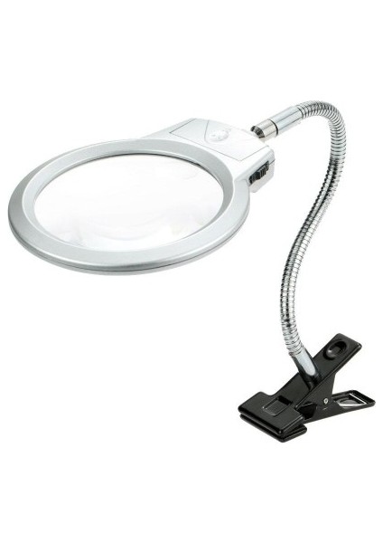 MG15124-C Paltava Masaüstü Metal Hortum Mandallı LED Aydınlatmalı Büyüteç 2.5 x 130 mm