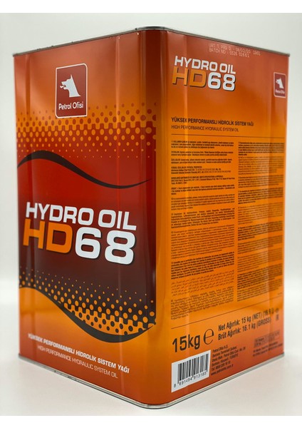 Hydro Oil Hd 68 15 kg 17 lt Hidrolik Sistem Yağı