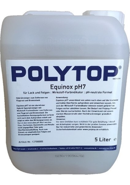 Equinox Ph7 Demir Tozu Temizleyici 5lt