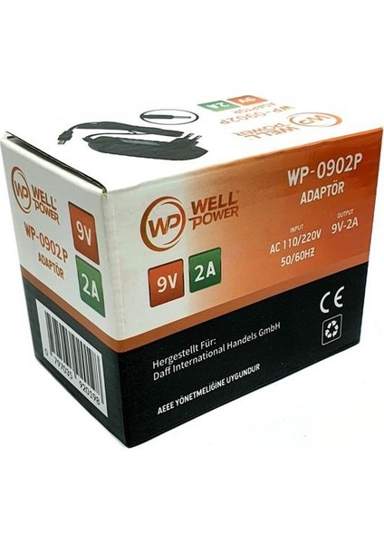 Dc 9VOLT 2AMPER Adaptör 5.5x2.5mm Jak Fişli