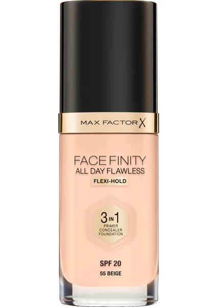 Max Factor FaceFinity 3'ü 1 Arada Kalıcı Fondöten 55 Beige