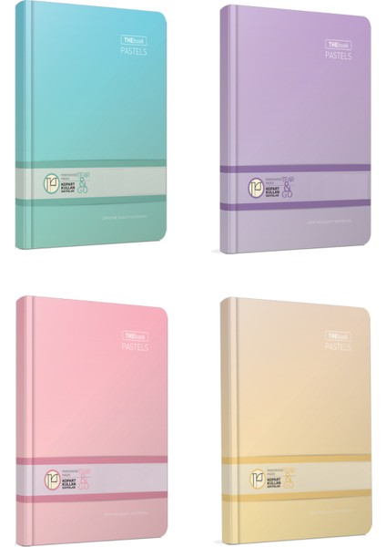 The Book Pastels Sert Kapak 120 Yp Çizgisiz Defter 14 x 20 cm 4'lü