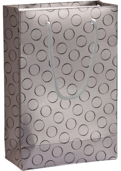 Baskılı Gümüş Karton Hediye ve Alışveriş Çantası 11 x 16 cm 25'li