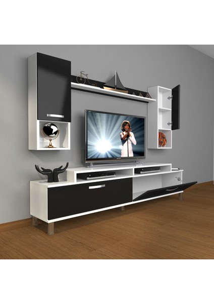 Ekoflex 5da Mdf Krom Ayaklı Tv Ünitesi Tv Sehpası Beyaz Siyah fiyatları