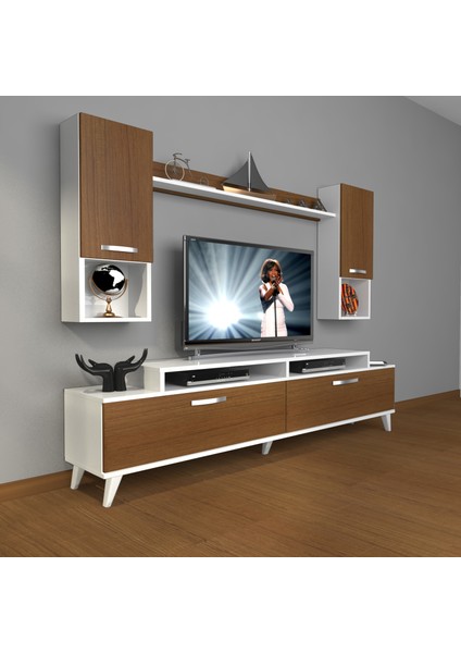 Ekoflex 5da Mdf Retro Tv Ünitesi Tv Sehpası Beyaz Ceviz