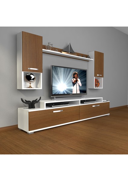Ekoflex 5da Mdf Tv Ünitesi Tv Sehpası Beyaz Ceviz