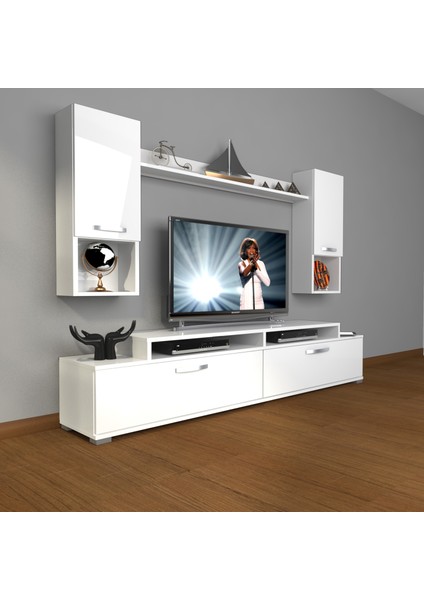 Ekoflex 5da Mdf Tv Ünitesi Tv Sehpası Parlak Beyaz