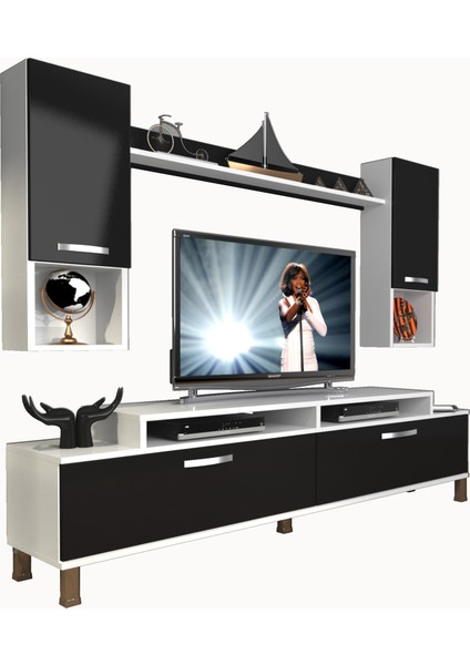 Ekoflex 5da Slm Krom Ayaklı Tv Ünitesi Tv Sehpası Beyaz Siyah modelleri