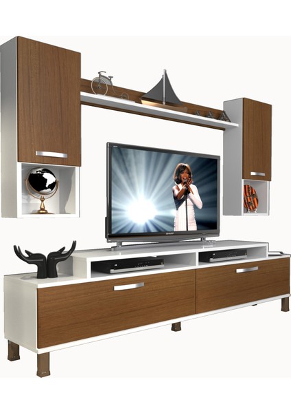 Ekoflex 5da Slm Krom Ayaklı Tv Ünitesi Tv Sehpası Beyaz Ceviz modelleri