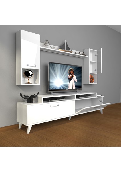 Ekoflex 5da Slm Retro Tv Ünitesi Tv Sehpası Parlak Beyaz fiyatları