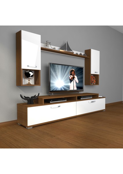Ekoflex 5da Slm Tv Ünitesi Tv Sehpası Ceviz Beyaz