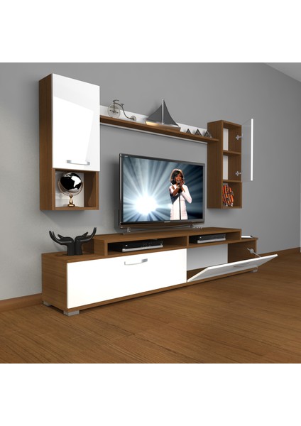 Ekoflex 5da Slm Tv Ünitesi Tv Sehpası Ceviz Beyaz