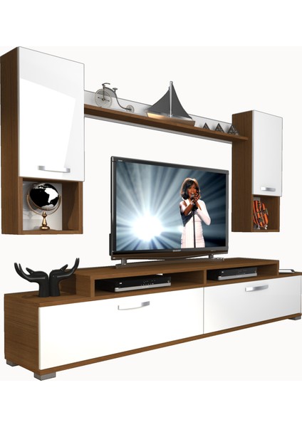 Ekoflex 5da Slm Tv Ünitesi Tv Sehpası Ceviz Beyaz