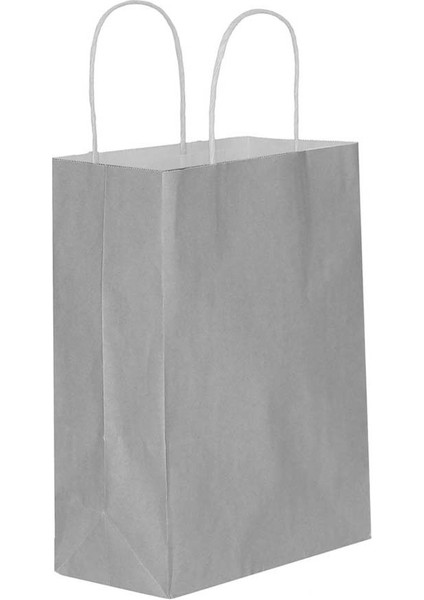 Gümüş Kağıt Hediye ve Alışveriş Çantası 25 x 12 x 31 cm 25'li