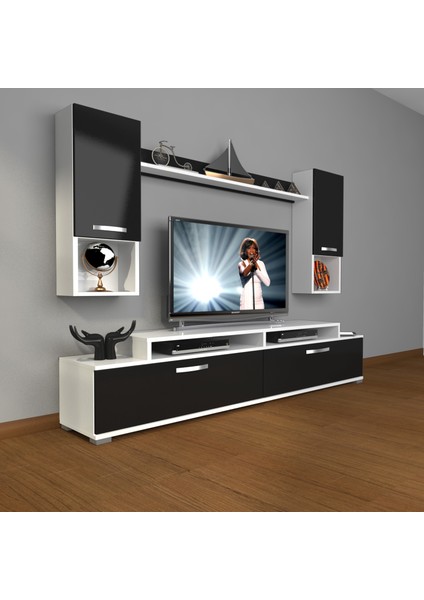 Ekoflex 5da Slm Tv Ünitesi Tv Sehpası Beyaz Siyah