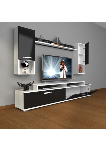Ekoflex 5da Slm Tv Ünitesi Tv Sehpası Beyaz Siyah