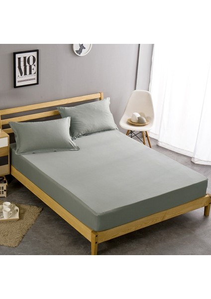 Kumaş Lastikli Çarşaf Takımı Gri 120 x 200 cm Tek Kişilik