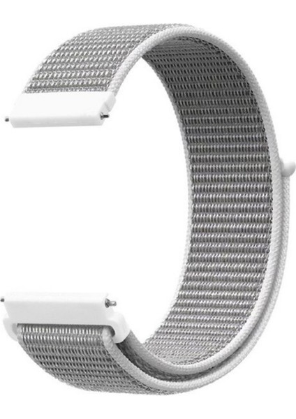 Samsung Galaxy Active 2 44mm Kordon Kumaş CırtCırt Kordon Velcro Beyaz