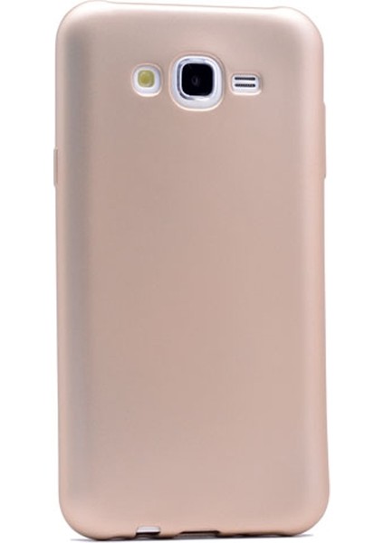 Samsung Galaxy J7 Nxt Kılıf Premier Silikon Esnek Koruma + Nano Glass Gold