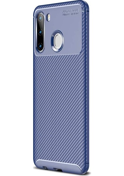 Samsung Galaxy A21 Kılıf Negro Karbon Dizayn Silikon Lacivert