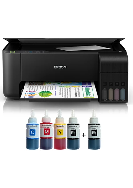 Tanklı L3150 Photoink Muadil Mürekkepli Tanklı Yazıcı (1 Siyah Mürekkep ve Fotoğraf Kağıdı Hediyeli)