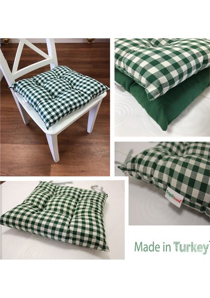 Tropik Home Yeşil Renk Pufidik Silikon Dolgulu Çökme Yapmaz 40 x 40 cm Kare Sandalye Minderi