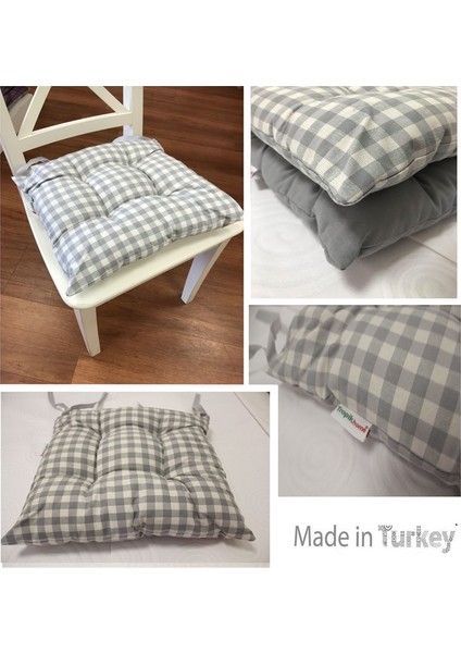 Tropik Home Gri Renk Pamuklu Dolgulu Pofuduk 40 x 40 cm Kare Sandalye Minderi