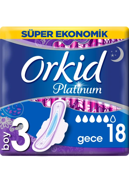 Platinum Gece 18 Adet Süper Ekonomik Paket Hijyenik Ped