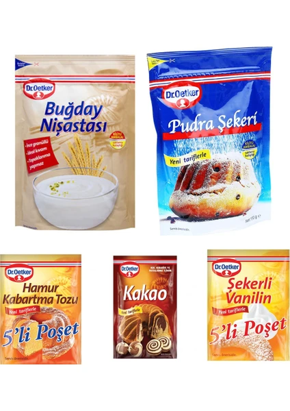 Dr. Oetker Kurabiye Malzeme Paketi (Buğday Nişastası + Pudra Şekeri + Vanilya + Kakao + Kabartma Tozu)