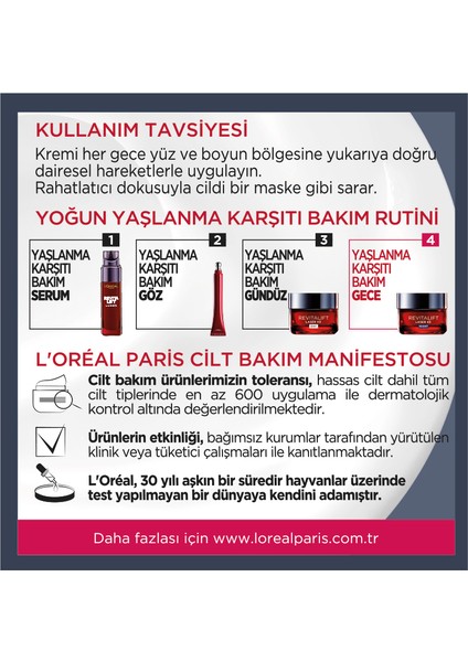 L'Oréal Paris Revitalift Lazer X3 Yoğun Yaşlanma Karşıtı Gece Bakım Kremi