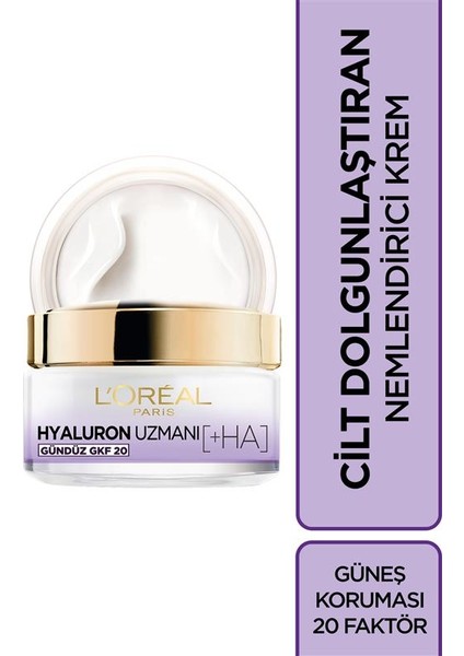 L'Oréal Paris Hyaluron Uzmanı Cilt Dolgunlaştıran Nemlendirici Krem GKF 20