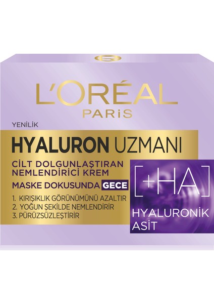 L'Oréal Paris Hyaluron Uzmanı Cilt Dolgunlaştıran Nemlendirici Krem Gece