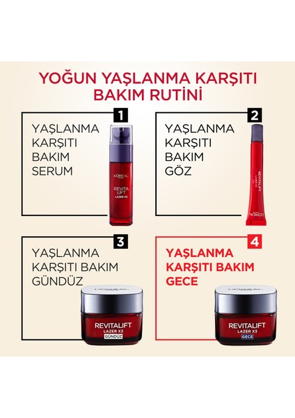 L'Oréal Paris Revitalift Lazer X3 Yoğun Yaşlanma Karşıtı Gece Bakım Kremi