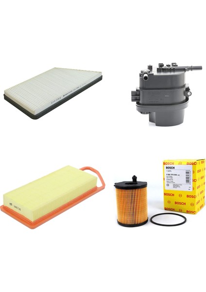 Filtre Bakım Seti Peugeot 206 1.4 Hdi Dizel Hava + Yağ + Yakıt Filtre + Polen